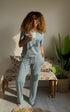 Women summer pajama set Tinted aqua shirt + Pants